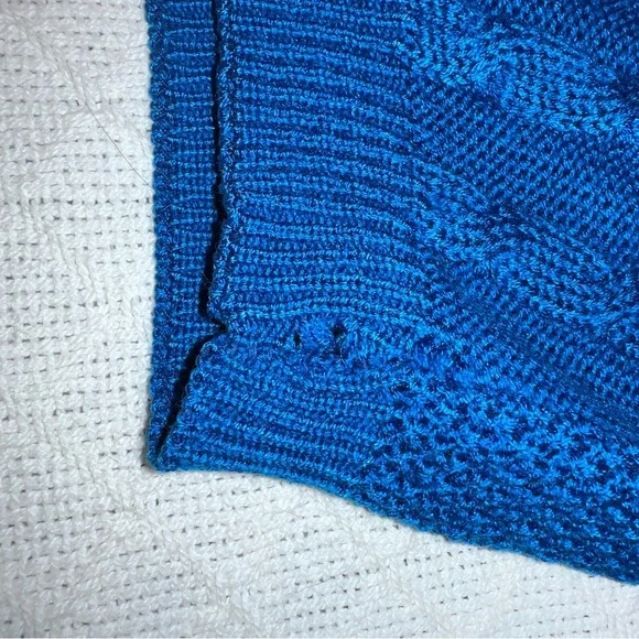 Vintage Vibrant Azure Blue Textured Knit Short Sleeve Top Small - Picture 7 of 7